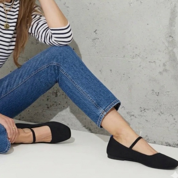 Rothy’s - women’s The Max square Mary Jane flat black knit slip on shoes Size 7 - Picture 2 of 9